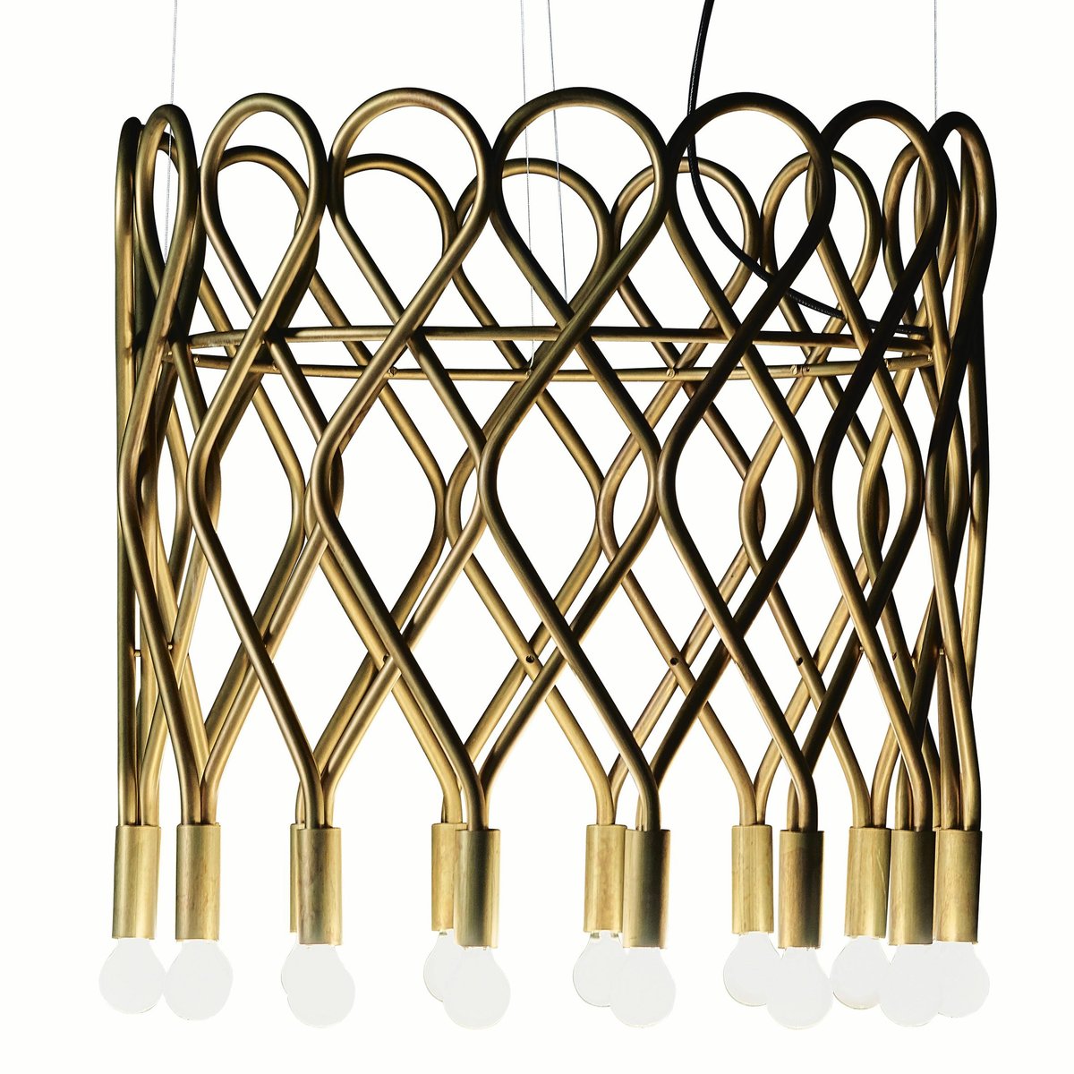 Eld Brass Flush Mount Chandelier by Lisa Hilland for Konsthantverk Tyringe