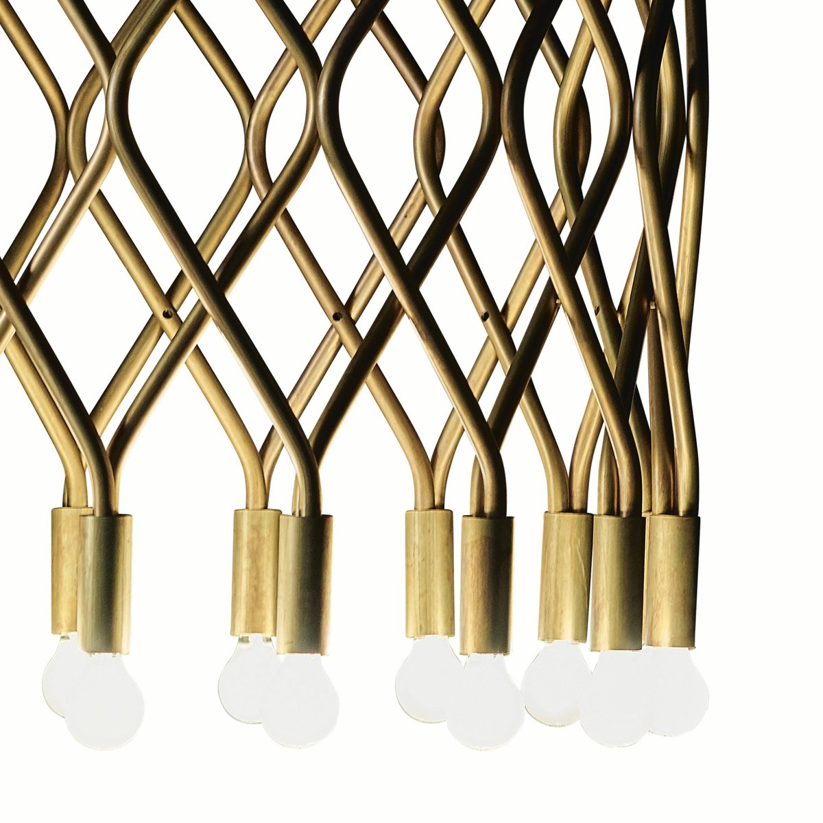 Eld Brass Flush Mount Chandelier by Lisa Hilland for Konsthantverk Tyringe