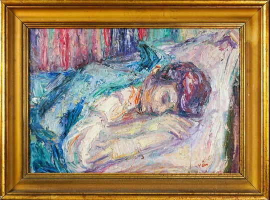 Elder Emil, The Sleeping Boy, 1950s, Oil on Board-QOR-2022741