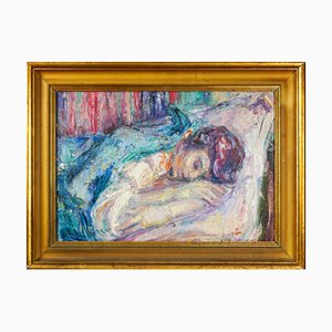 Elder Emil, The Sleeping Boy, 1950s, Oil on Board-QOR-2022741