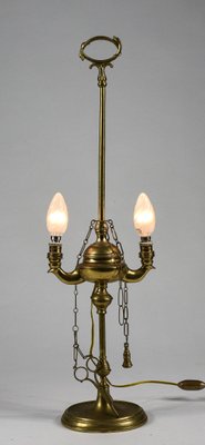 Electrified 2-Light Oil Lantern Lamp in Brass with Snake Decorations-RAQ-1418519