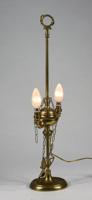 Electrified 2-Light Oil Lantern Lamp in Brass with Snake Decorations-RAQ-1418519