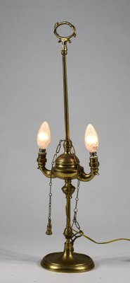 Electrified 2-Light Oil Lantern Lamp in Brass with Snake Decorations-RAQ-1418519