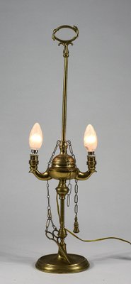 Electrified 2-Light Oil Lantern Lamp in Brass with Snake Decorations-RAQ-1418519