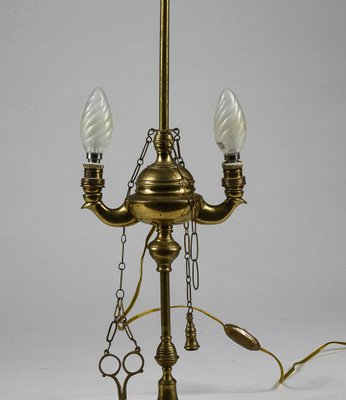 Electrified 2-Light Oil Lantern Lamp in Brass with Snake Decorations-RAQ-1418519