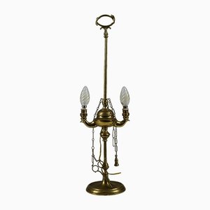 Electrified 2-Light Oil Lantern Lamp in Brass with Snake Decorations-RAQ-1418519