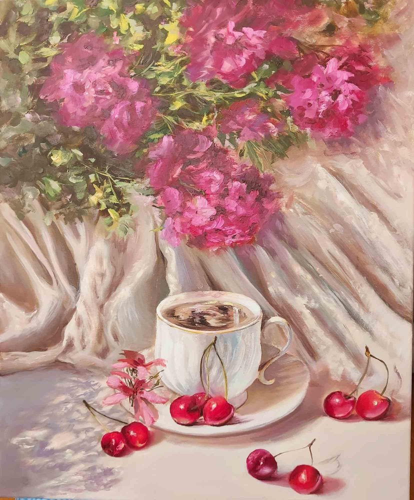 Elena Mardashova, Cherry Season, Oil Painting, 2022