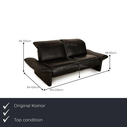 Elena Three-Seater Sofa in Black Leather from Koinor