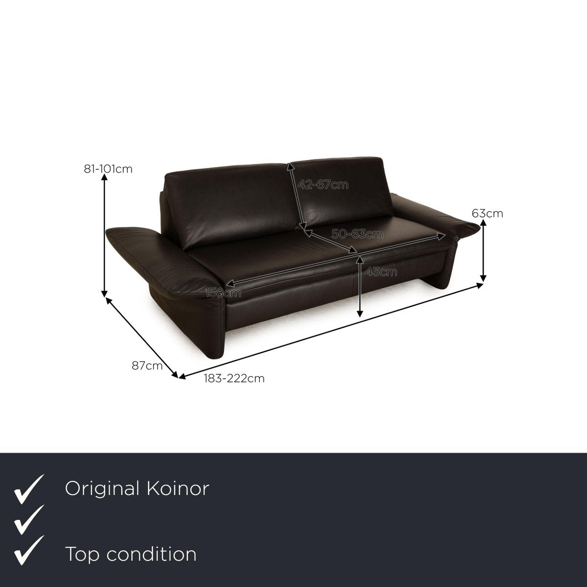 Elena Three-Seater Sofa in Leather from Koinor