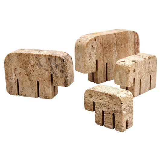 Elephant's Sculpture in Travertine from Fratelli Mannelli, 1970, Set of 4