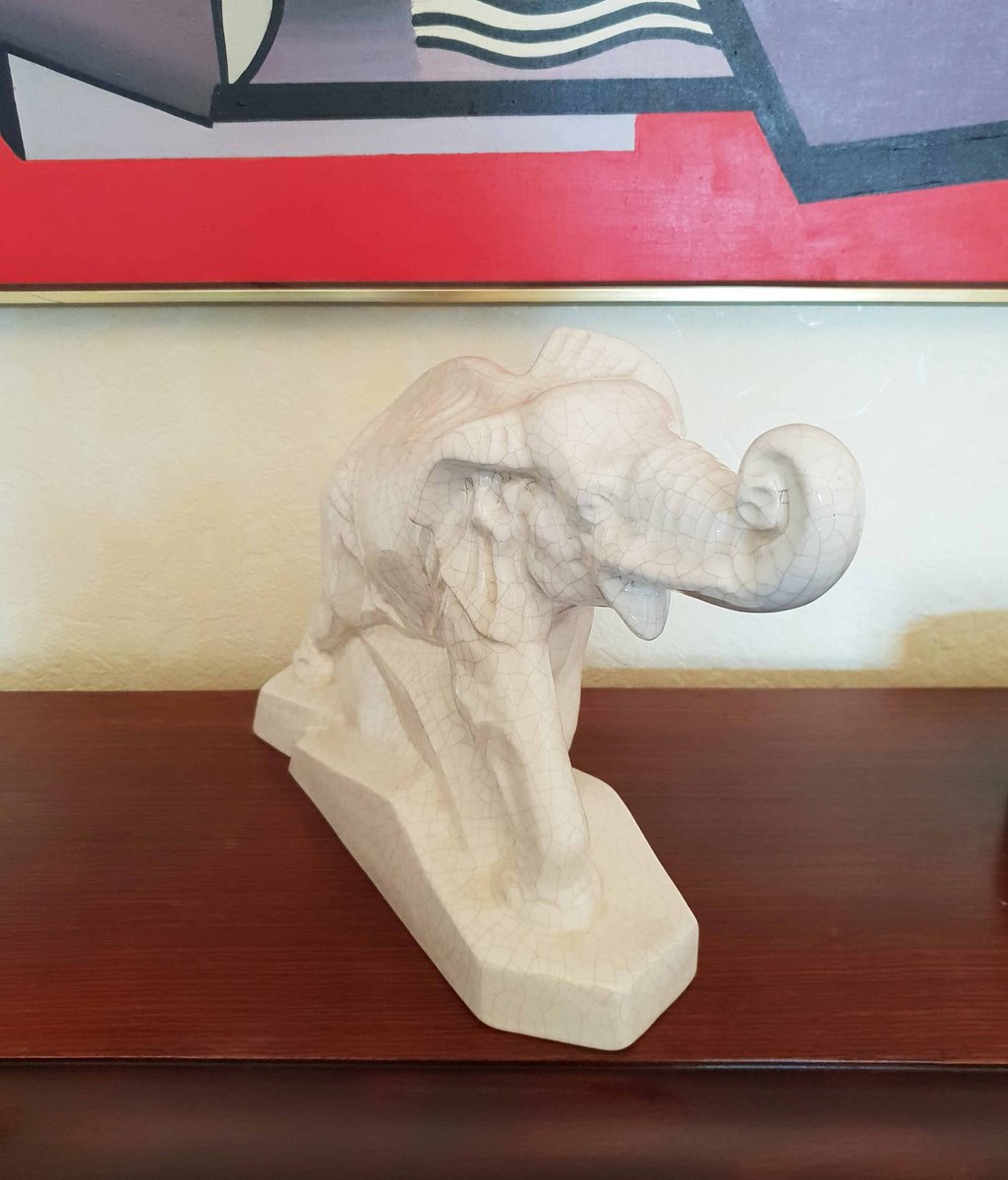 Elephant Sculpture by Emaux de Louvière