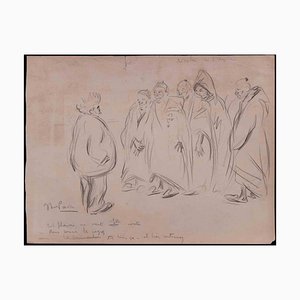 Elie Anatole Pavil, Visite a Lelysée, Original Drawing, Early 20th-Century-ZCI-1324418