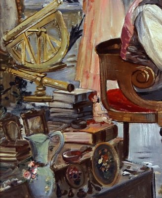 Elio Ferrara, Marché Aux Puces, 1980s, Oil on Canvas, Framed-YUW-1314656