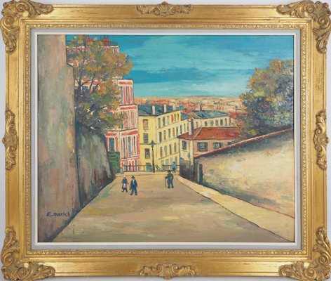 Elisée Maclet, In the Streets of Montmartre, Oil on Panel, Framed-KHH-1207257