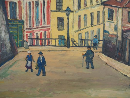 Elisée Maclet, In the Streets of Montmartre, Oil on Panel, Framed-KHH-1207257