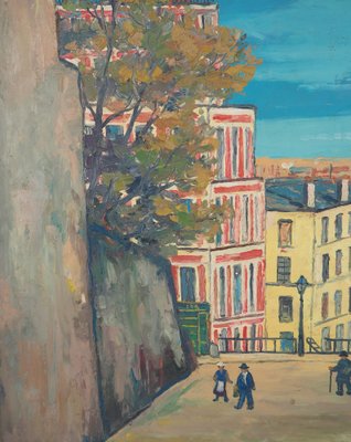 Elisée Maclet, In the Streets of Montmartre, Oil on Panel, Framed-KHH-1207257