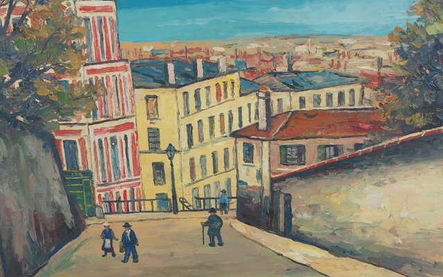 Elisée Maclet, In the Streets of Montmartre, Oil on Panel, Framed-KHH-1207257