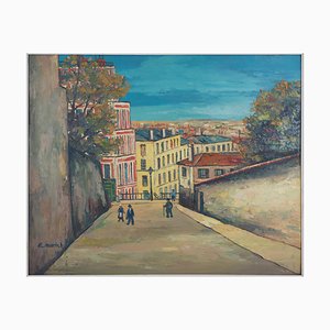 Elisée Maclet, In the Streets of Montmartre, Oil on Panel, Framed-KHH-1207257