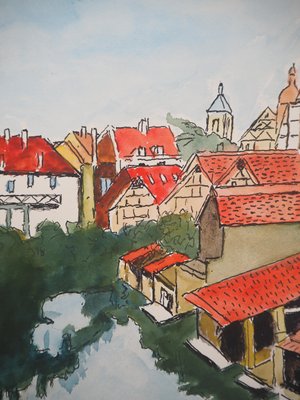 Elisée Maclet: La Petite France in Strasbourg, 20th Century, Watercolor-KHH-1425963