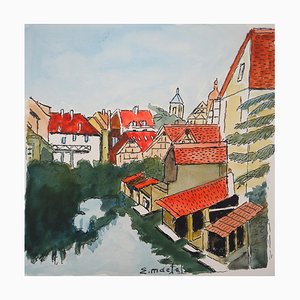 Elisée Maclet: La Petite France in Strasbourg, 20th Century, Watercolor-KHH-1425963