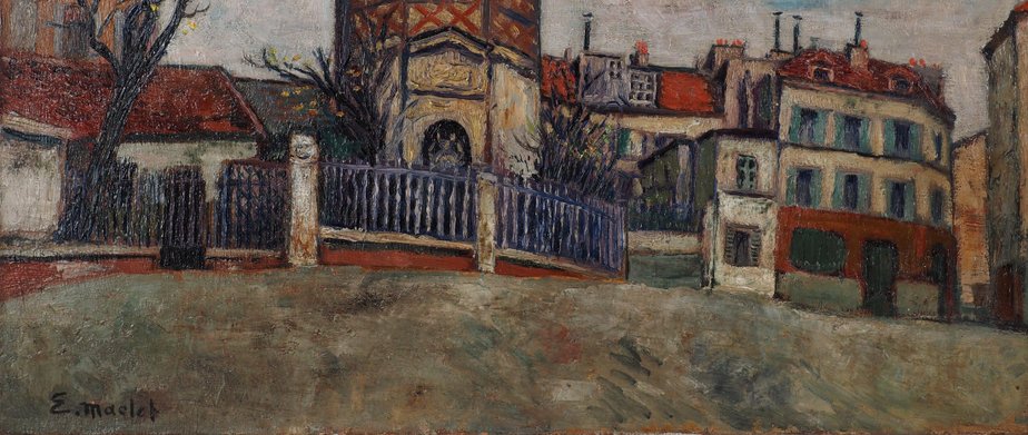 Elisée Maclet, Montmartre, Place Jb Clément, 1940, Oil on Canvas-KHH-1301075