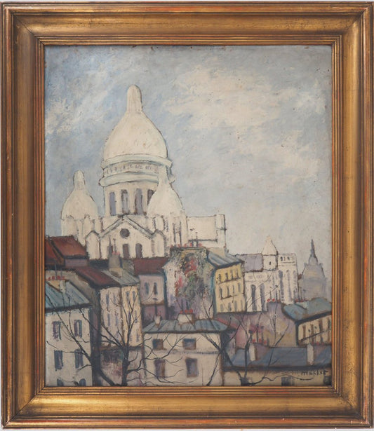 Elisée Maclet, Montmartre: The Sacré Coeur, Oil on Panel, Framed