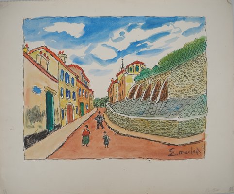 Elisée Maclet, The Ramparts, Watercolor, Early 20th Century-KHH-1387737