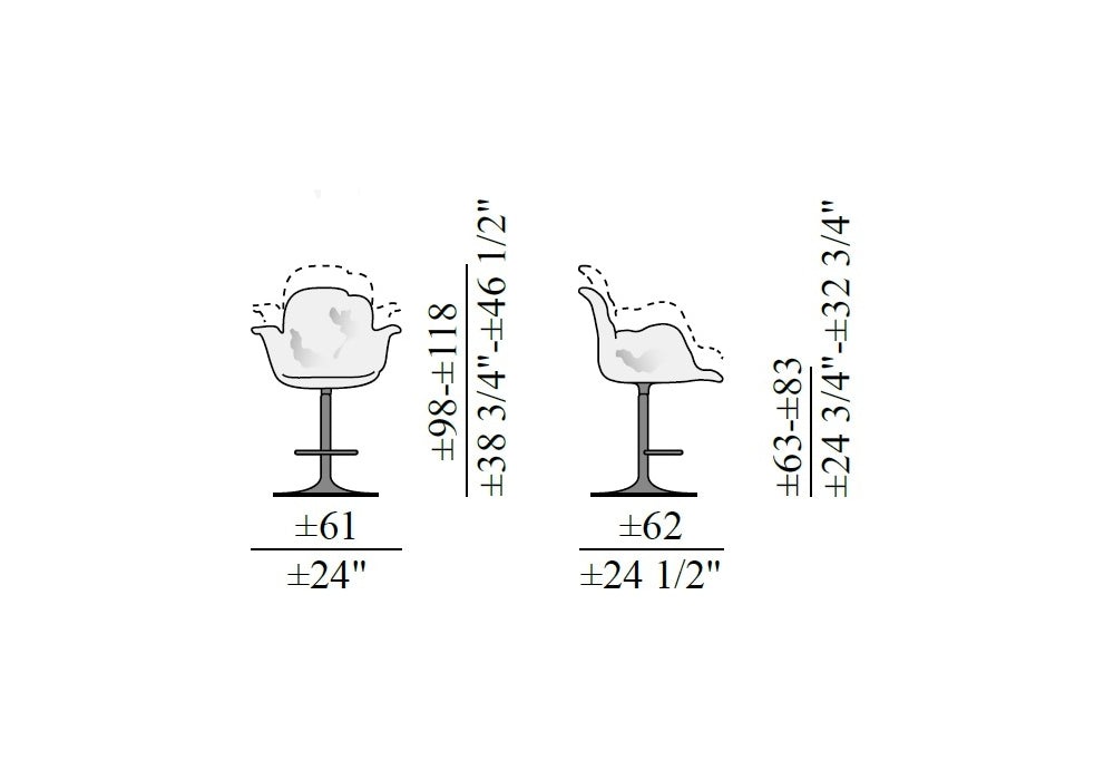 ELLA - Swivel polycarbonate high stool with armrests by edra