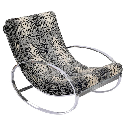 Ellipse Lounge Chair in Chrome and Velvet from Renato Zevi, Selig, Italy, 1970s