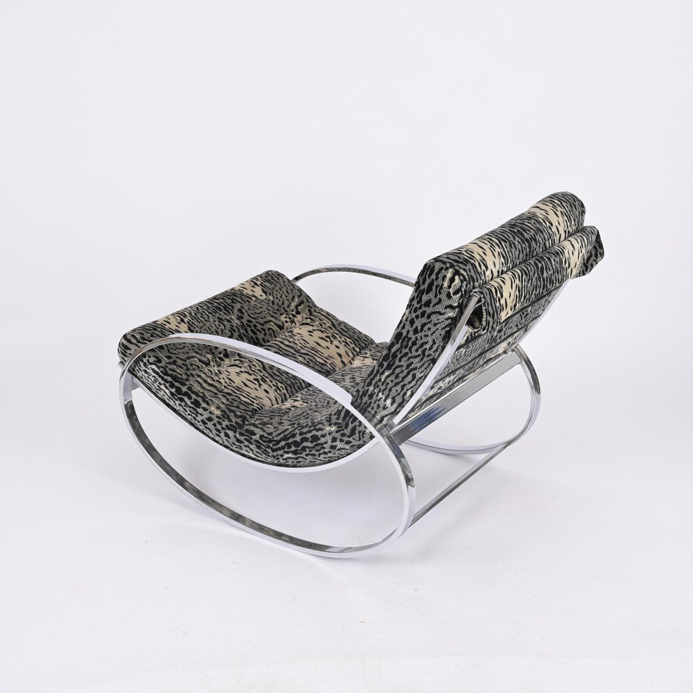 Ellipse Lounge Chair in Chrome and Velvet from Renato Zevi, Selig, Italy, 1970s