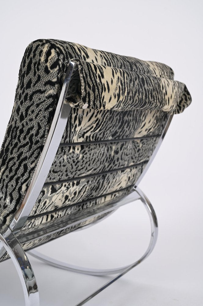 Ellipse Lounge Chair in Chrome and Velvet from Renato Zevi, Selig, Italy, 1970s