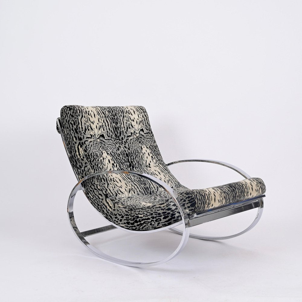 Ellipse Lounge Chair in Chrome and Velvet from Renato Zevi, Selig, Italy, 1970s