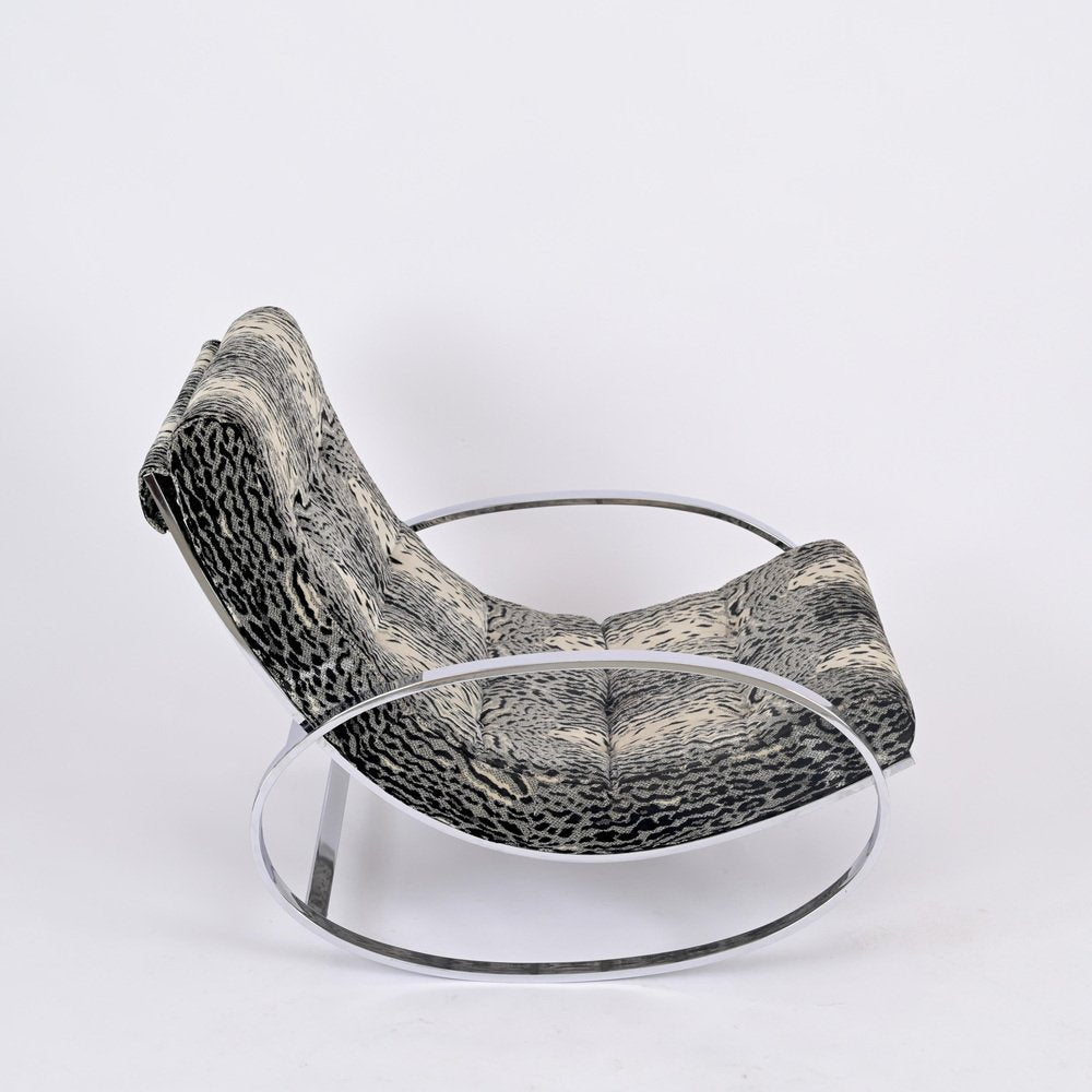 Ellipse Lounge Chair in Chrome and Velvet from Renato Zevi, Selig, Italy, 1970s