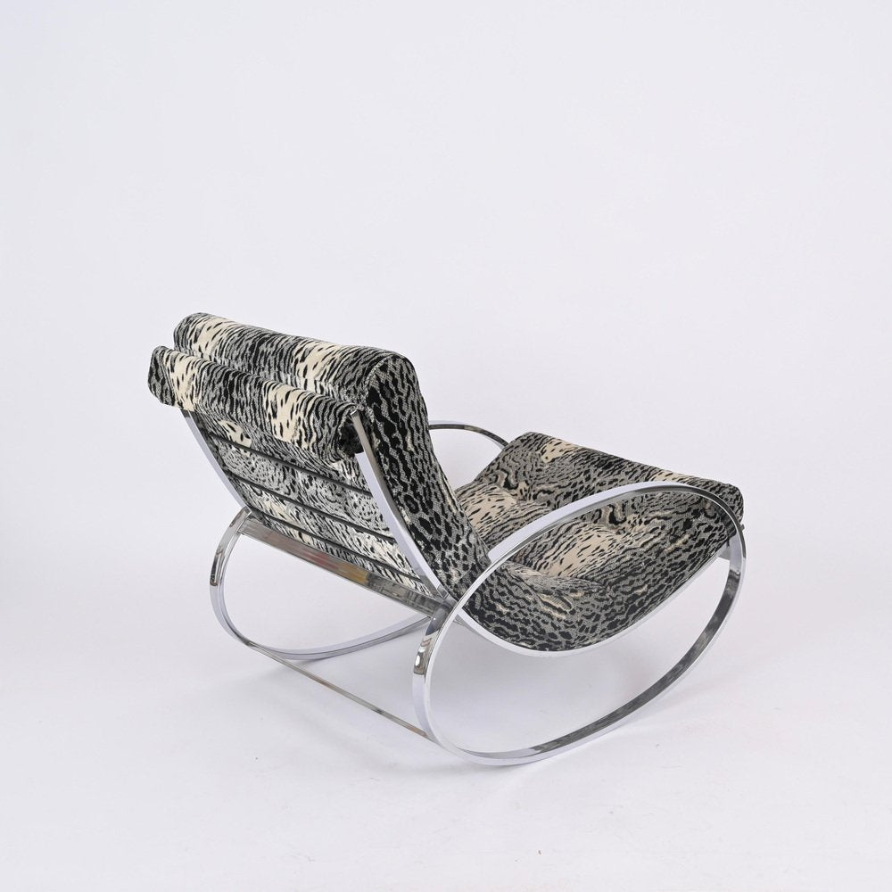 Ellipse Lounge Chair in Chrome and Velvet from Renato Zevi, Selig, Italy, 1970s