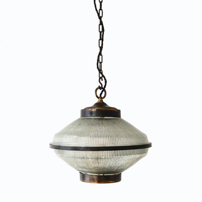 Ellipse Pendant Light in Glass and Patinated Brass, 1960s-PSG-2040229