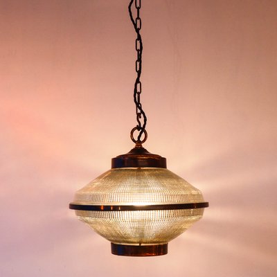 Ellipse Pendant Light in Glass and Patinated Brass, 1960s-PSG-2040229