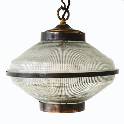 Ellipse Pendant Light in Glass and Patinated Brass, 1960s-PSG-2040229