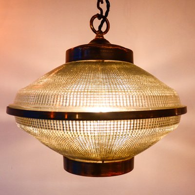 Ellipse Pendant Light in Glass and Patinated Brass, 1960s-PSG-2040229