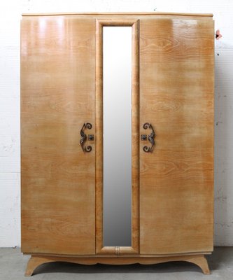 Elm Armoire with Full Length Mirror, France, 1940s-RIU-1047616