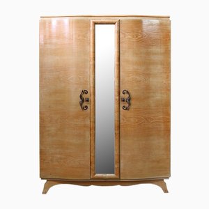 Elm Armoire with Full Length Mirror, France, 1940s-RIU-1047616