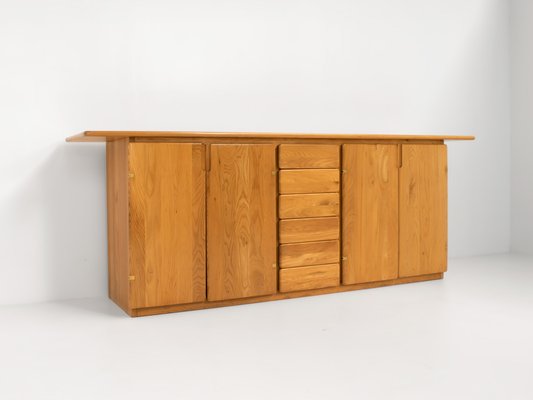 Elm & Brass Sideboard from Romanutti, Italy, 1970s-KWC-1425240