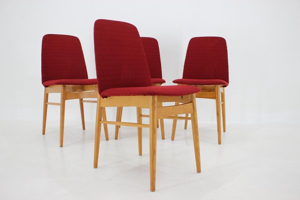 Elm Dining Chairs, Czechoslovakia, 1960s, Set of 4-TZ-1394198