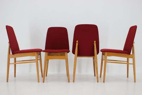 Elm Dining Chairs, Czechoslovakia, 1960s, Set of 4-TZ-1394198