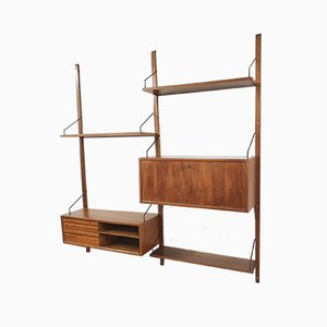 Elm Wall Unit by Poul Cadovius for Royal System, Denmark, 1950s-ZO-844968