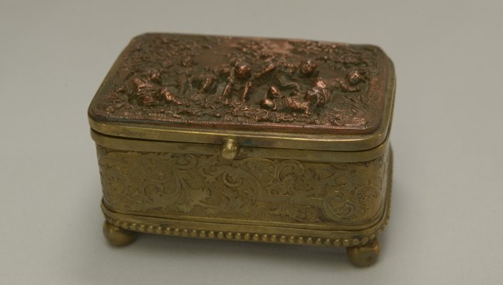 Embossed Gold Copper Box, Mid-19th Century-NEN-2031511