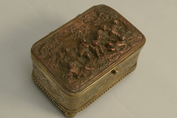 Embossed Gold Copper Box, Mid-19th Century-NEN-2031511