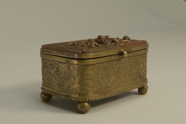 Embossed Gold Copper Box, Mid-19th Century-NEN-2031511