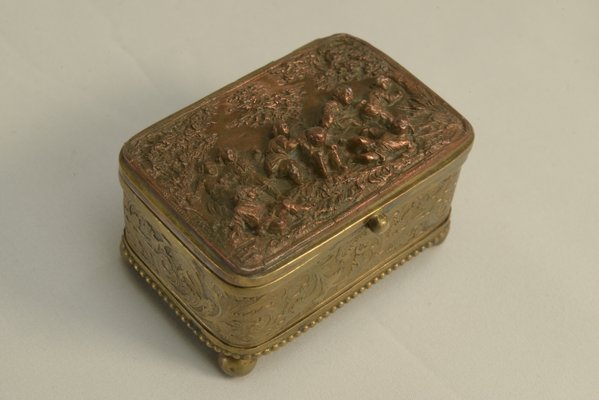 Embossed Gold Copper Box, Mid-19th Century-NEN-2031511