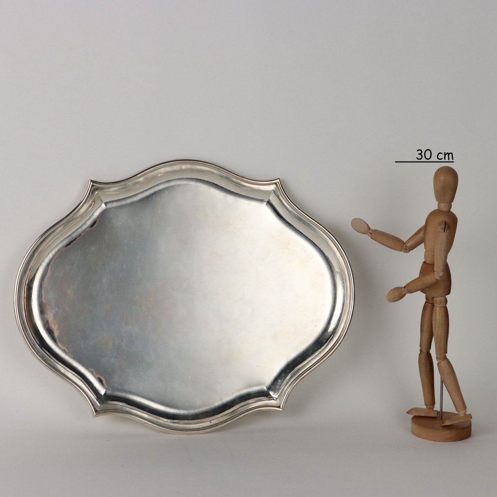 Embossed Silver Tray by R. Mugnai, Florence, Italy, 1960s-1970s