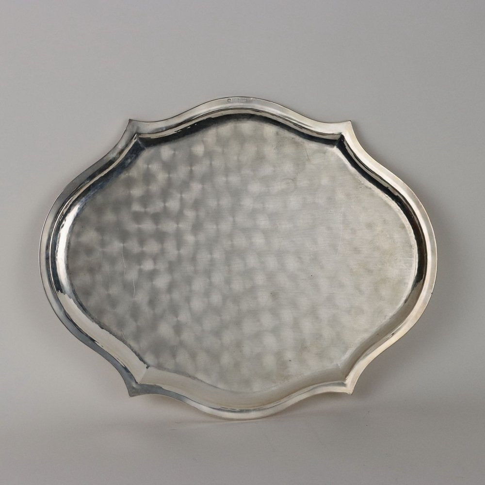 Embossed Silver Tray by R. Mugnai, Florence, Italy, 1960s-1970s